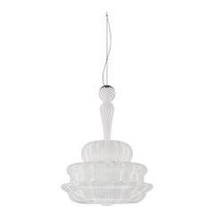 Lampe à suspension Vistosi Novecento en verre rayé blanc