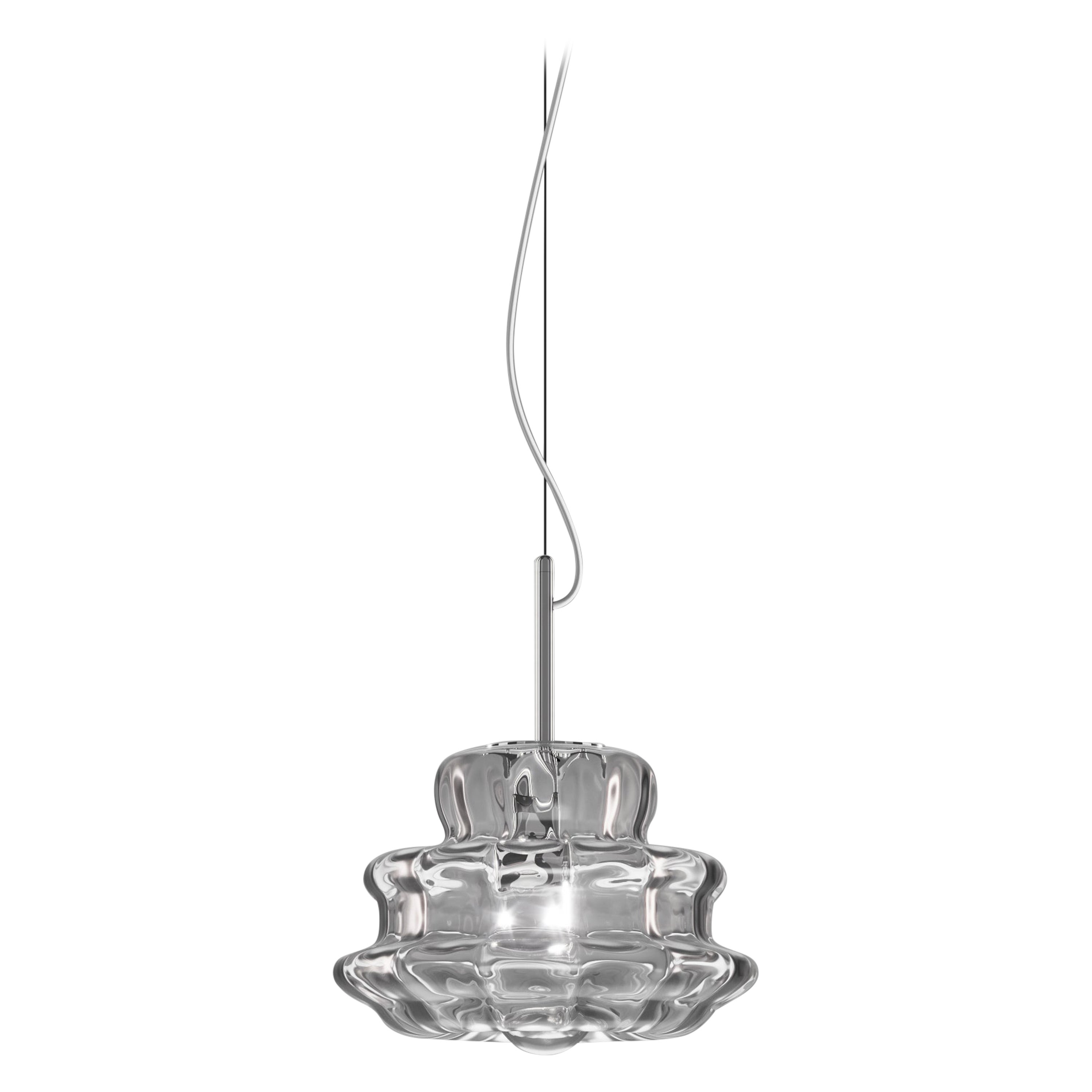 Lampe à suspension Vistosi Novecento en verre rayé et cristal