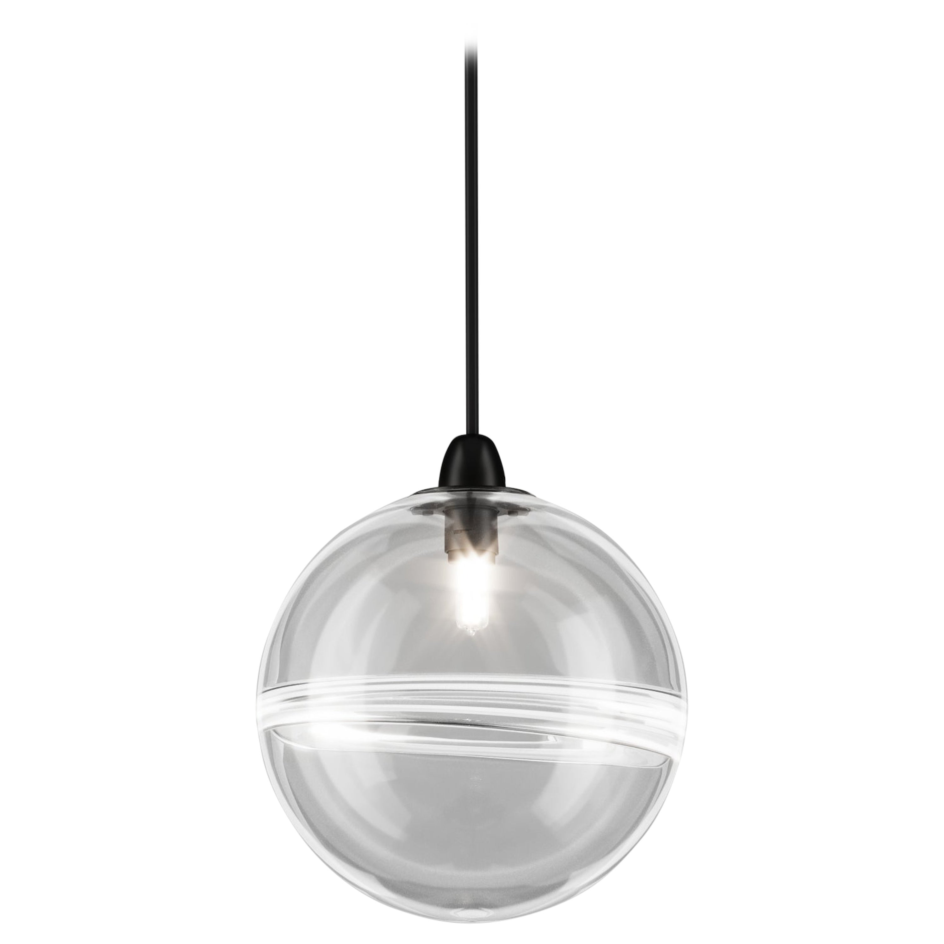 Vistosi Oro Pendant Light in Crystal White with Glossy Black Nickel Finish For Sale