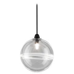 Lampe à suspension Vistosi Oro en cristal blanc avec finition en nickel noir brillant