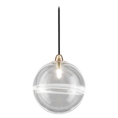 Vistosi Oro Pendant Light in Crystal White with Glossy Brass Finish