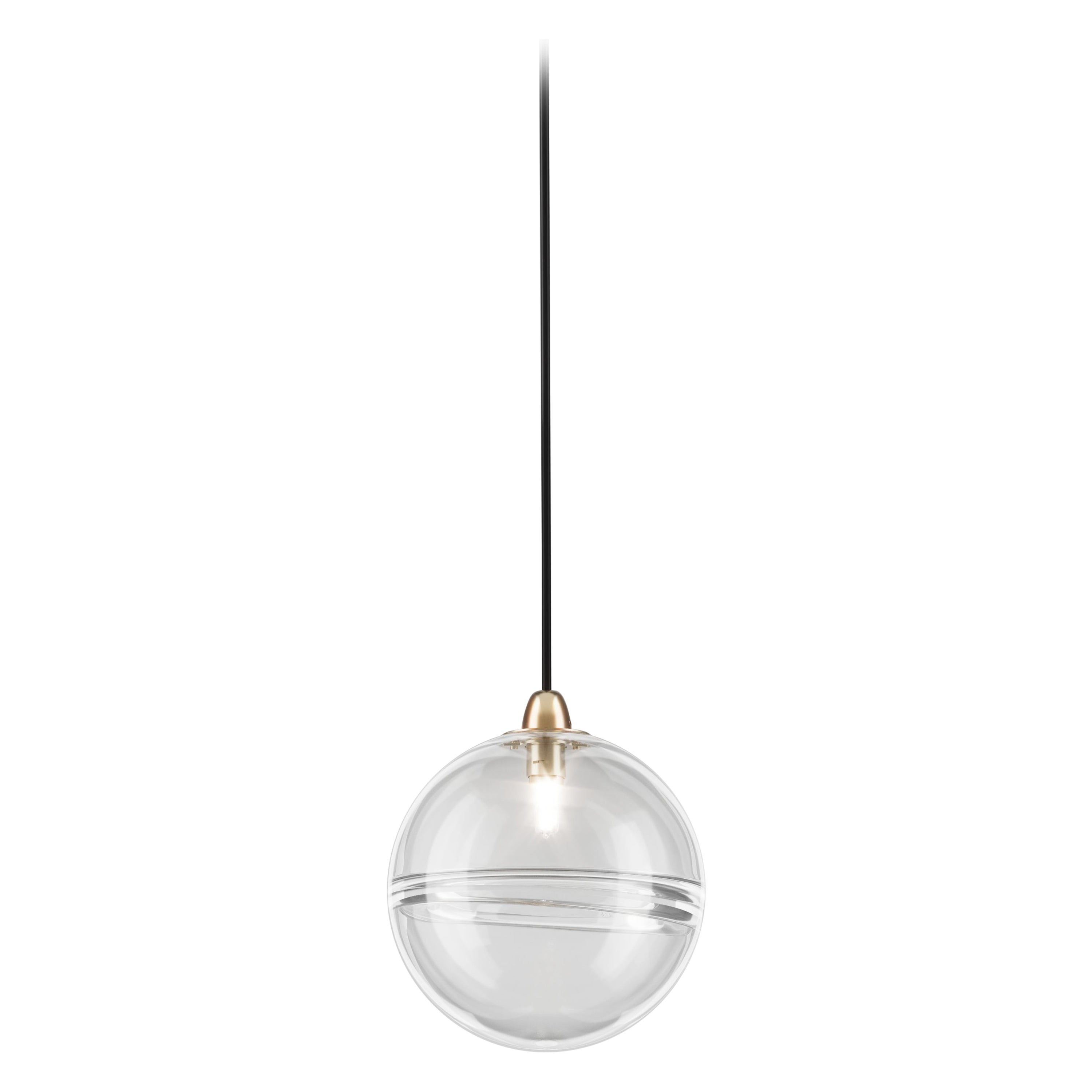 Vistosi Oro Pendant Light in Crystal Transparent with Glossy Brass Finish