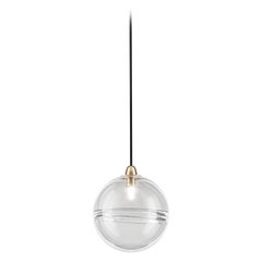 Vistosi Oro Pendant Light in Crystal Transparent with Glossy Brass Finish
