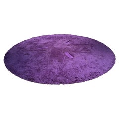 Vintage Purple Around Wool Carpet Design Tisca Handmade Original, 1970s
