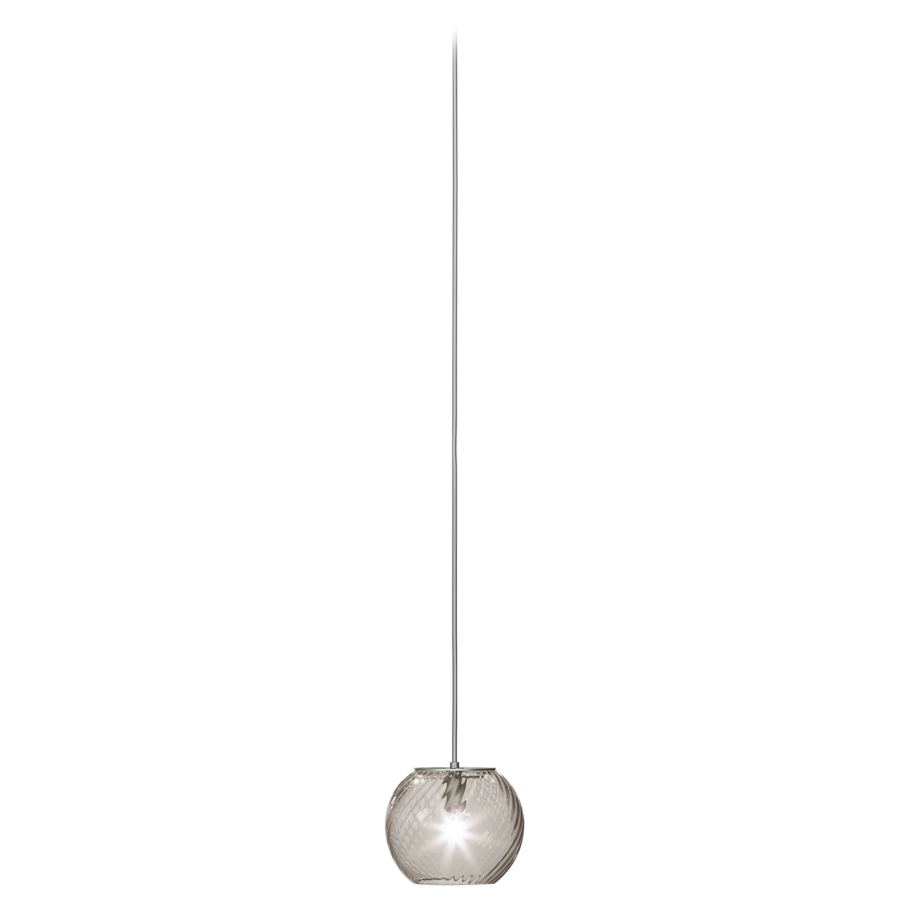 Vistosi Pendant Light in Smoky Striped Glass For Sale