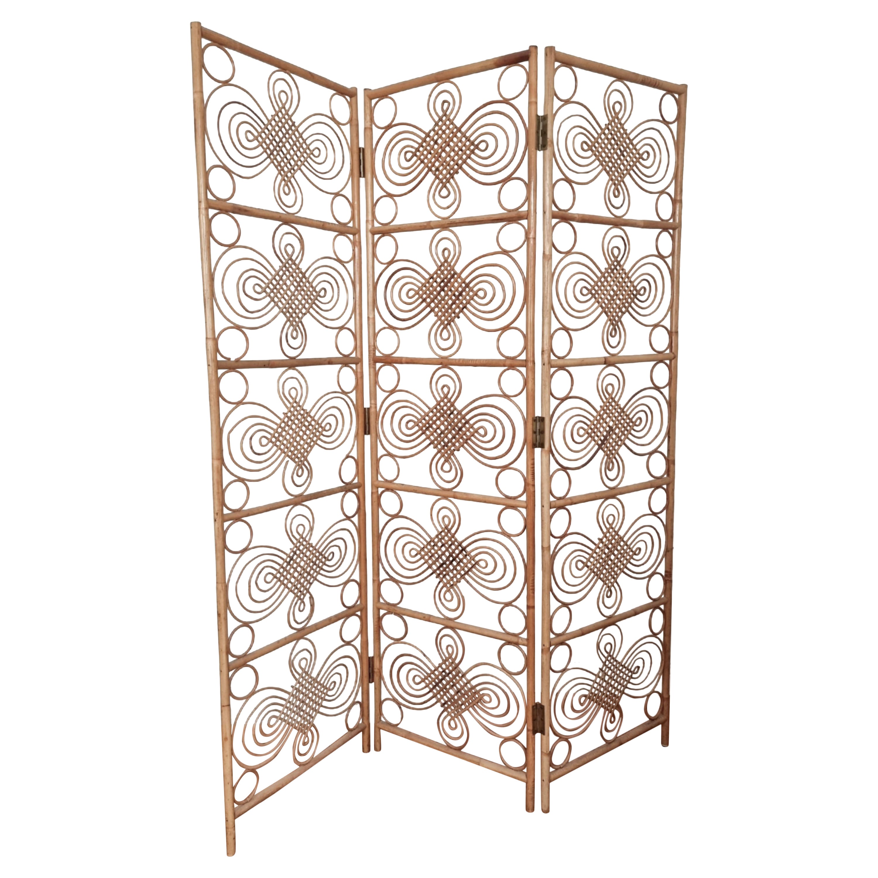 Room divider / Screen, rattan, Scandinavian Modern, Swedish mid-1900s