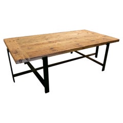 Coffee Table with Wooden Top and Iron Feet