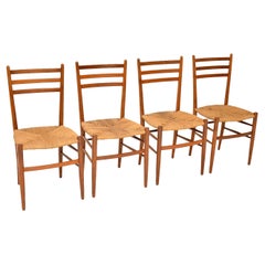 1960's Set of 4 Vintage Italian Walnut Dining Chairs