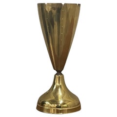 American Designer Modernist Brass Lamp with Pierced Cone Shade
