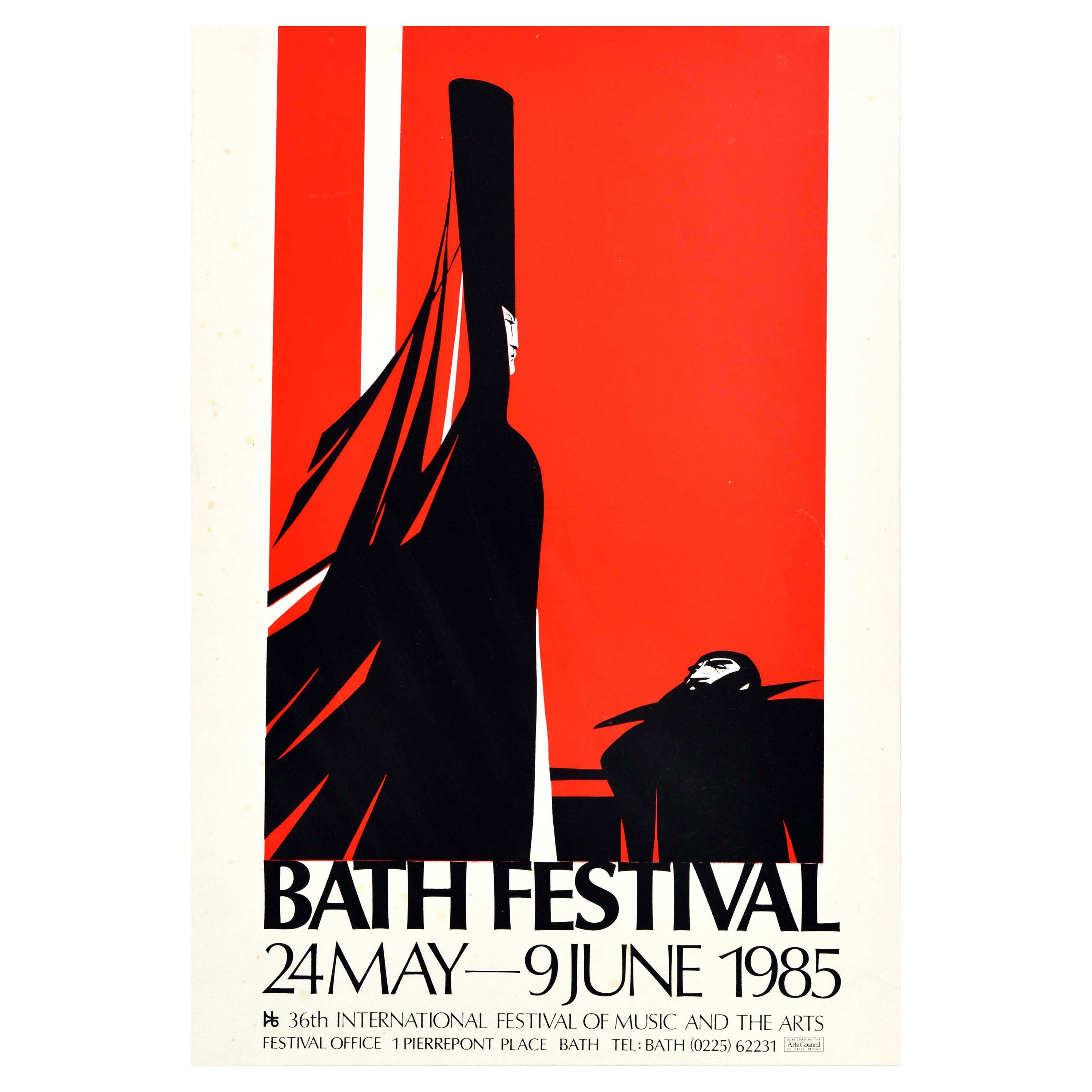 Affiche vintage originale du Festival de la musique de Bath et du Conseil des arts, conception d'vnements