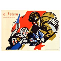 Original Vintage Poster May 9 Den Osvobozeni Freedom Day End WWII Czechoslovakia