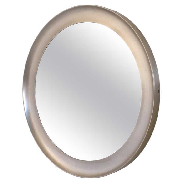 Vintage Round Mirror by Sergio Mazza for Artemide with Steel Frame