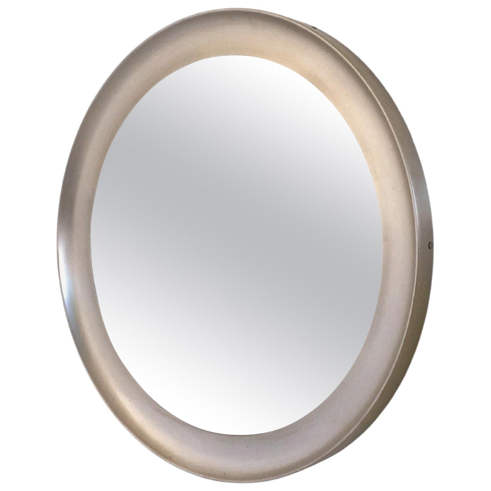 Vintage Round Mirror by Sergio Mazza for Artemide with Steel Frame, Italy For Sale