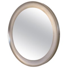 Vintage Round Mirror by Sergio Mazza for Artemide with Steel Frame, Italy