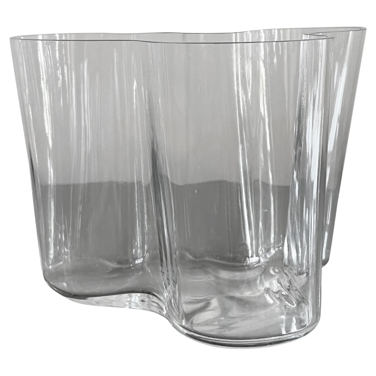 Alvar Aalto Savoy Vintage Hand Signed Clear Glass Vase 3030