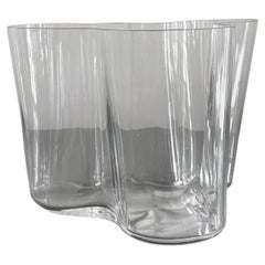 Alvar Aalto Savoy Vintage Hand Signed Clear Glass Vase 3030
