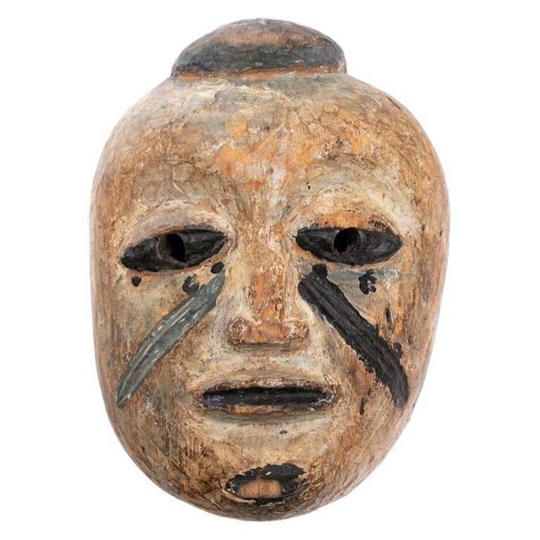 Older Yoruba African Carved and Painted  Mask, Labeled