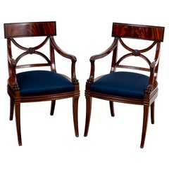 Pair of Regency Style Mahogany Open Armchairs