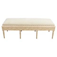 Swedish Style Carved Wooden Long Bench