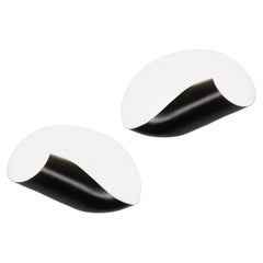 Pair of Serge Mouille 'Conche' Wall Lamps in Black