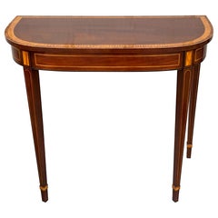 1970s Baker Furniture Banded Mahogany and Satinwood Console Table