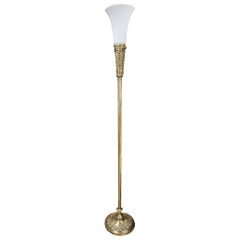 1970s Stifel  Art Deco Style Torchiere Brass Floor Lamp