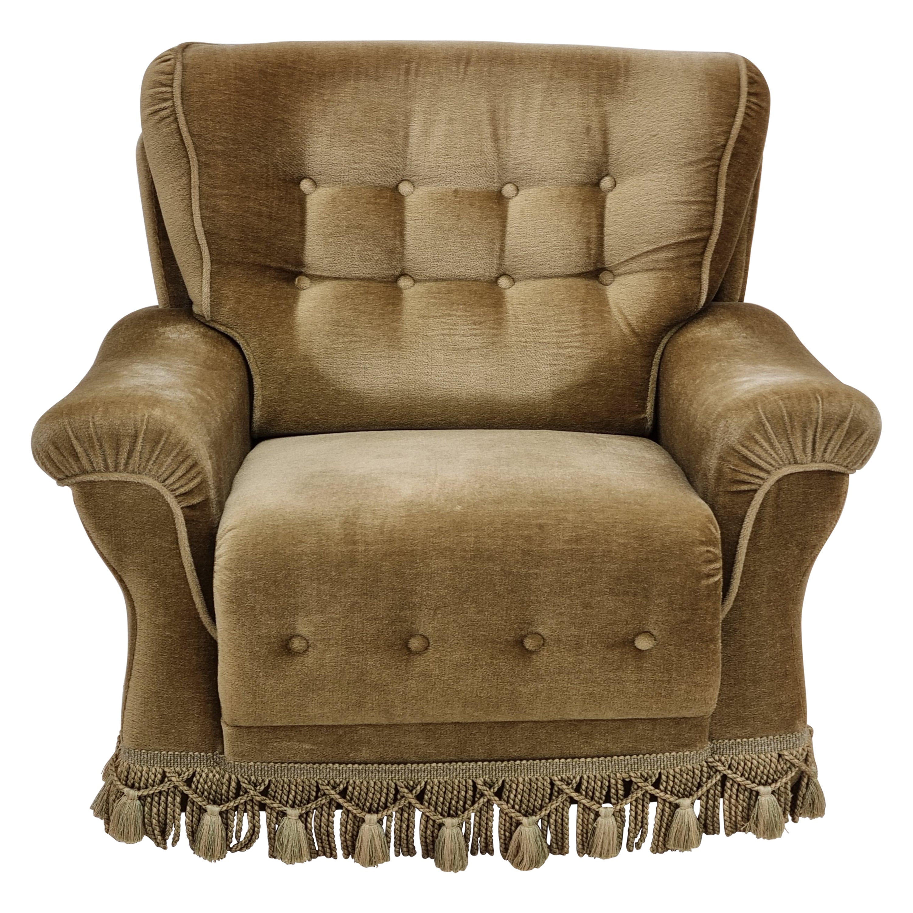 1970s, Danish vintage club chair,  original velour upholstery