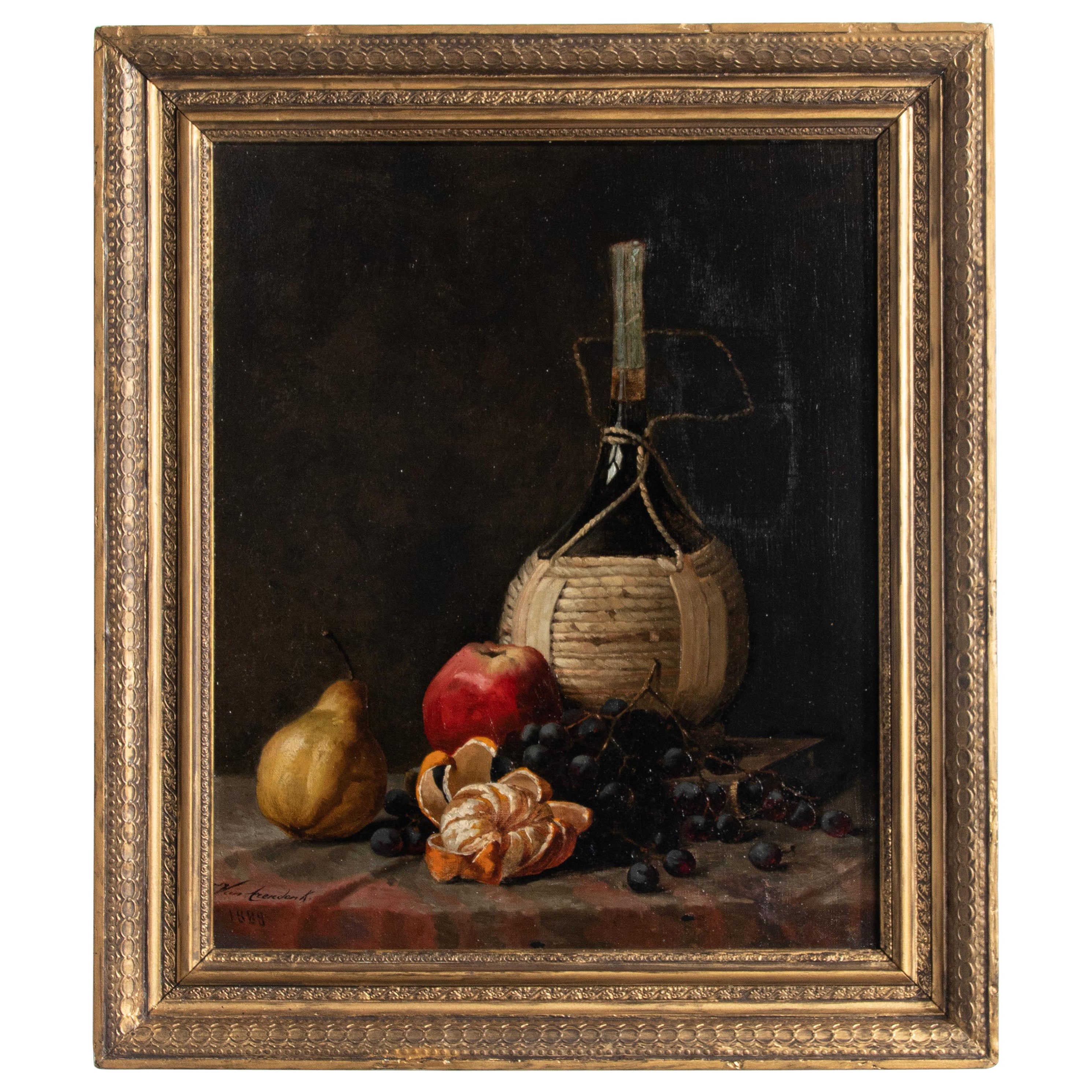 Nature morte de fruits de la fin du XIXe siècle, peinture à l'huile de Van Arendonk