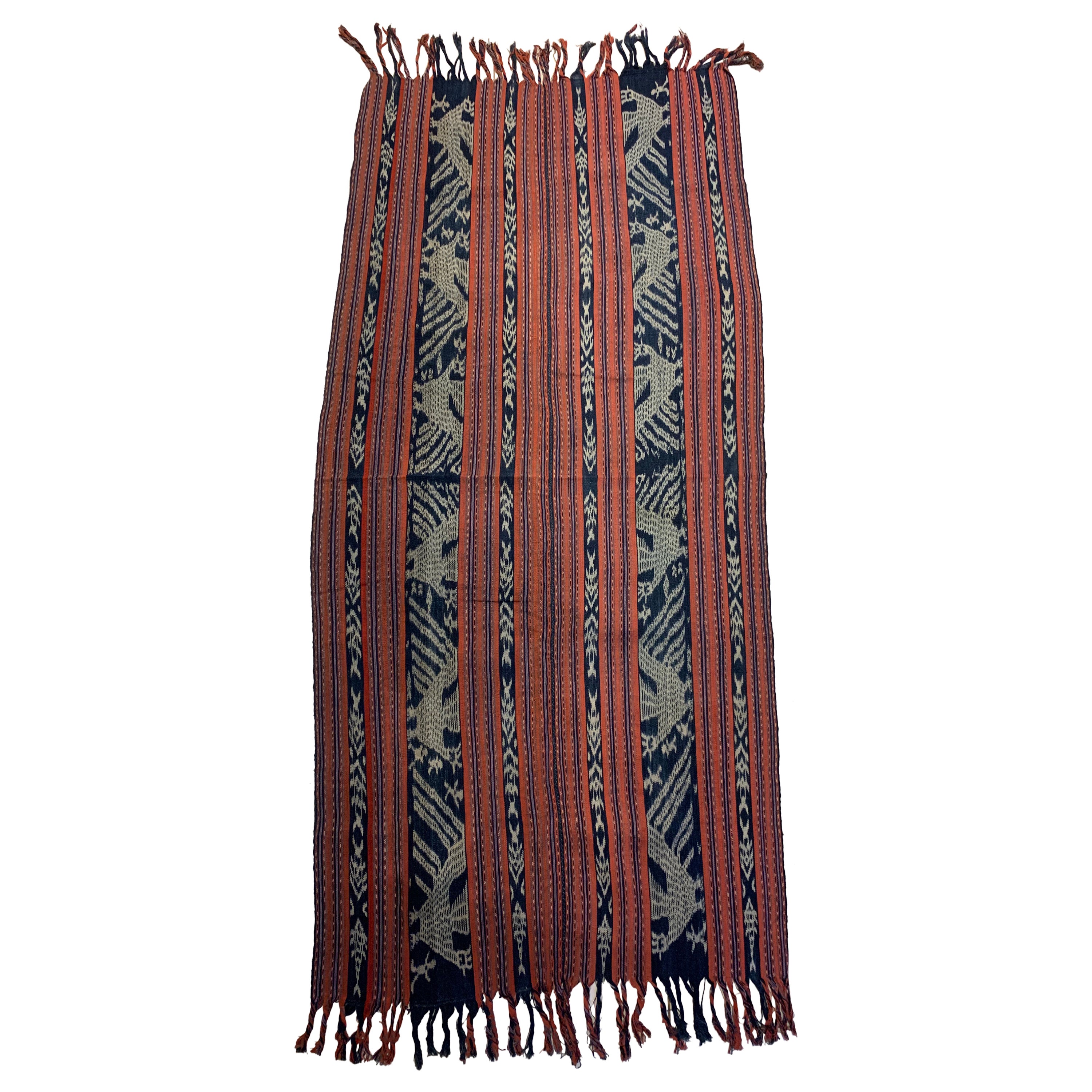 Ikat Textile from Timor Stunning Tribal Motifs & Colors, Indonesia, c. 1950 For Sale