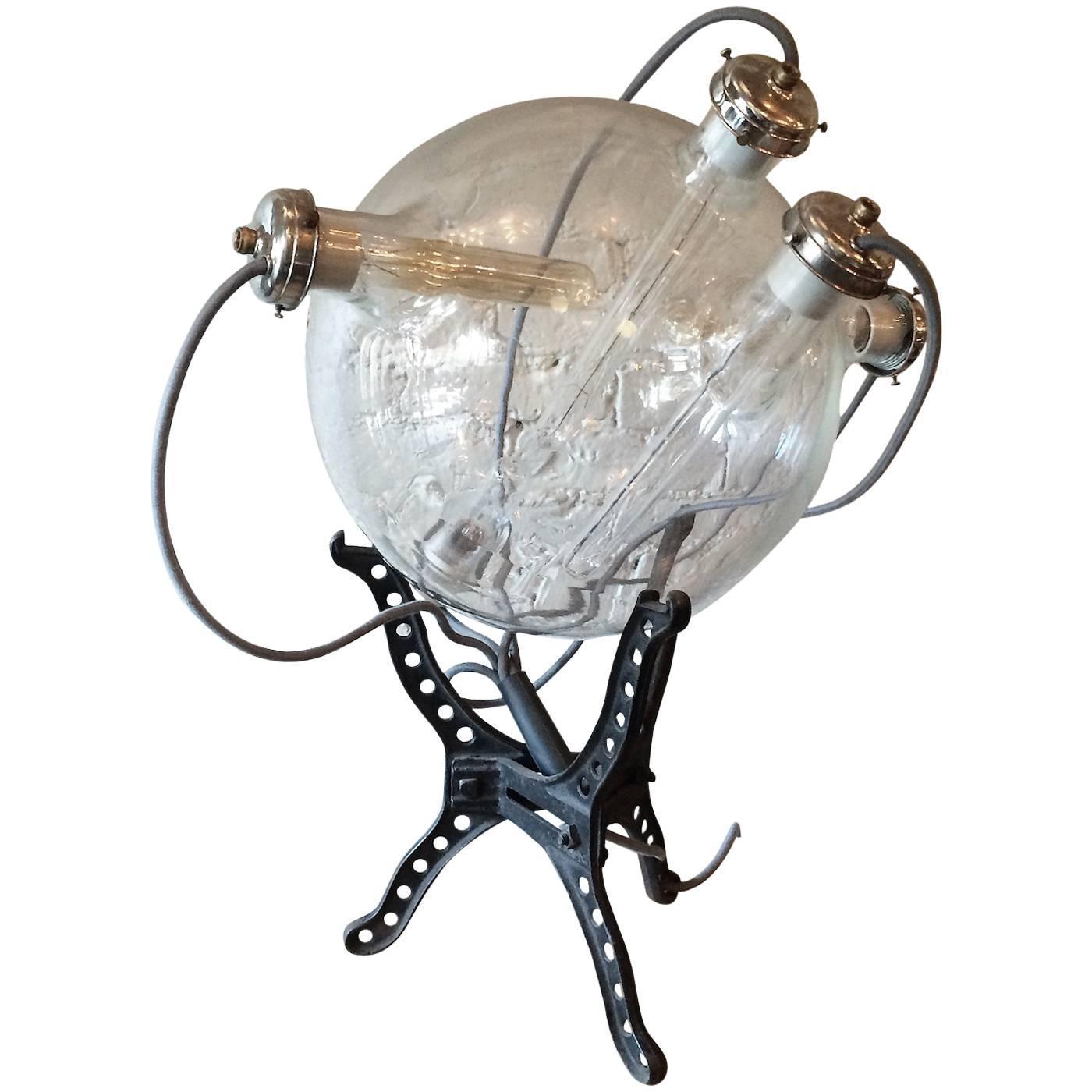 Large Curious Custom Industrial Laboratory Table Lamp For Sale at 1stdibs
