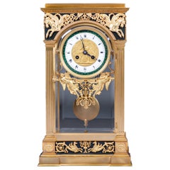 Antique 19th Century, French Bronze & Ormolu Mantle Clock by Honegger