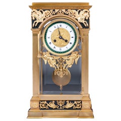 19th Century, French Bronze & Ormolu Mantle Clock by Honegger