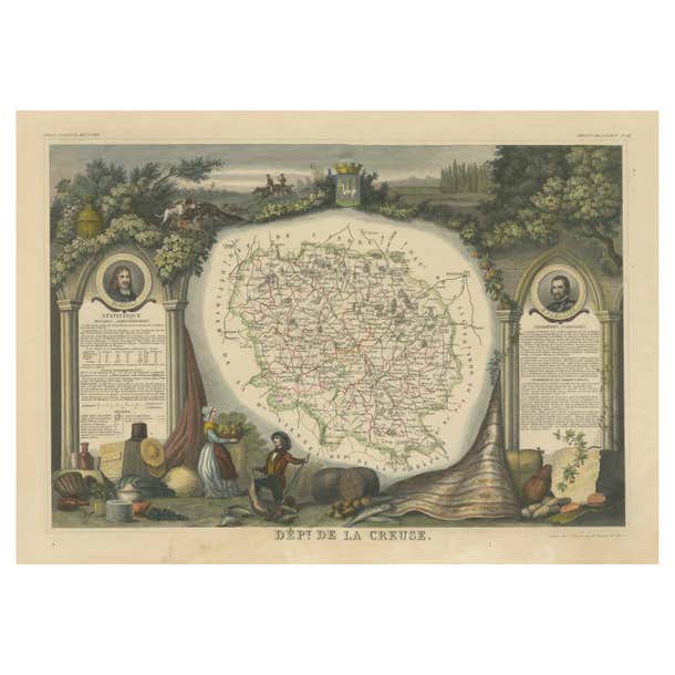 Old Map of the French department of Creuse, France For Sale at 1stDibs ...