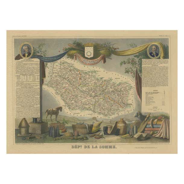 Hand Colored Antique Map of the department of Somme, France For Sale at ...