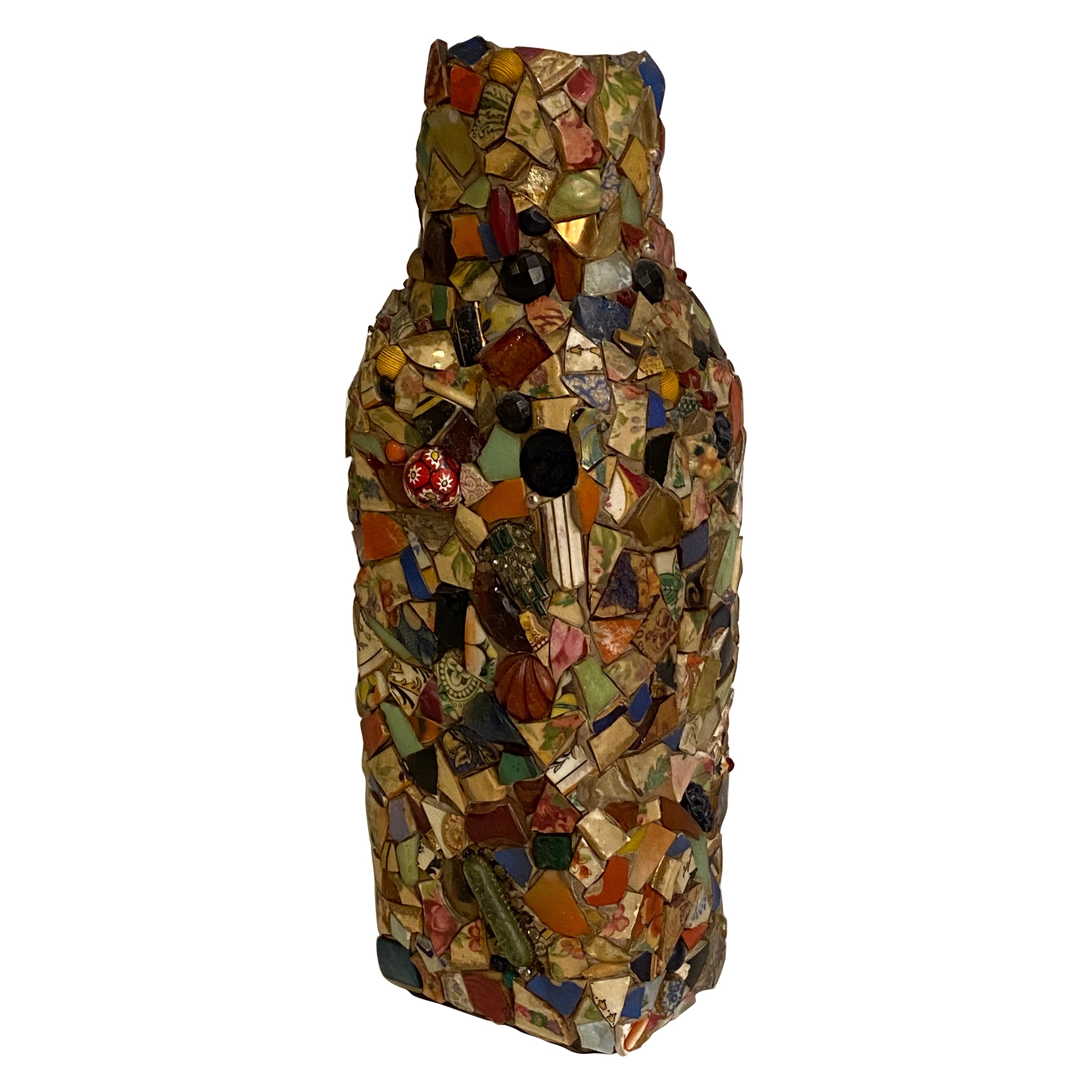 Folk Art Mosaic Bottle For Sale