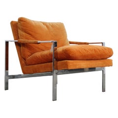 Mid-Century Modern Milo Baughman for Thayer Coggin Chrome Flat Bar Lounge Chair