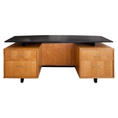 20th Century Italian Mid-Century Maplewood Writing Table - Vintage Ebony Desk