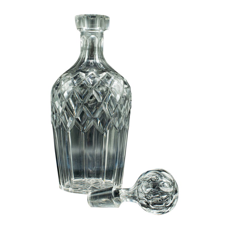 Vintage Whiskey Decanter, English, Cut Glass, Decorative, Scotch Vessel,  C.1960 For Sale at 1stDibs