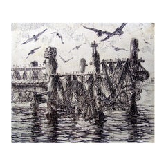 Vintage Mid-Century Drying Nets Pen & Ink Drawing by Simon Michael