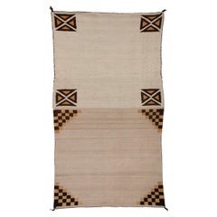 Couverture de selle Navajo vintage des années 1920, motif de croix de Malte, tons neutres