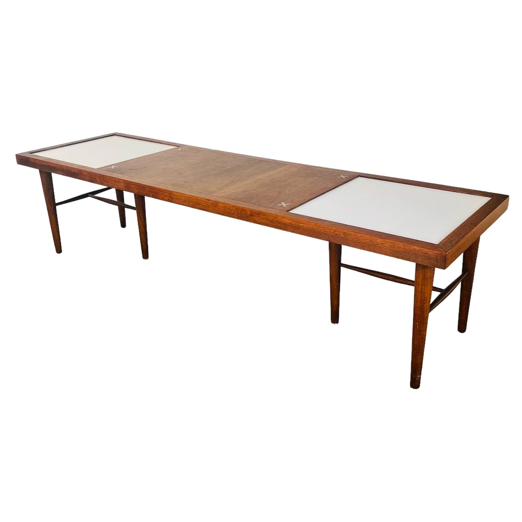 American Martinsville X-Inlaid Walnut & White Laminate Coffee Table