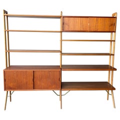 2 Bay Danish Modern Kurt Ostervig Teak Wall Unit Room Divider or Book Shelves #2