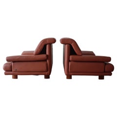 Pair of Post-Modern Leather Lounge Chairs