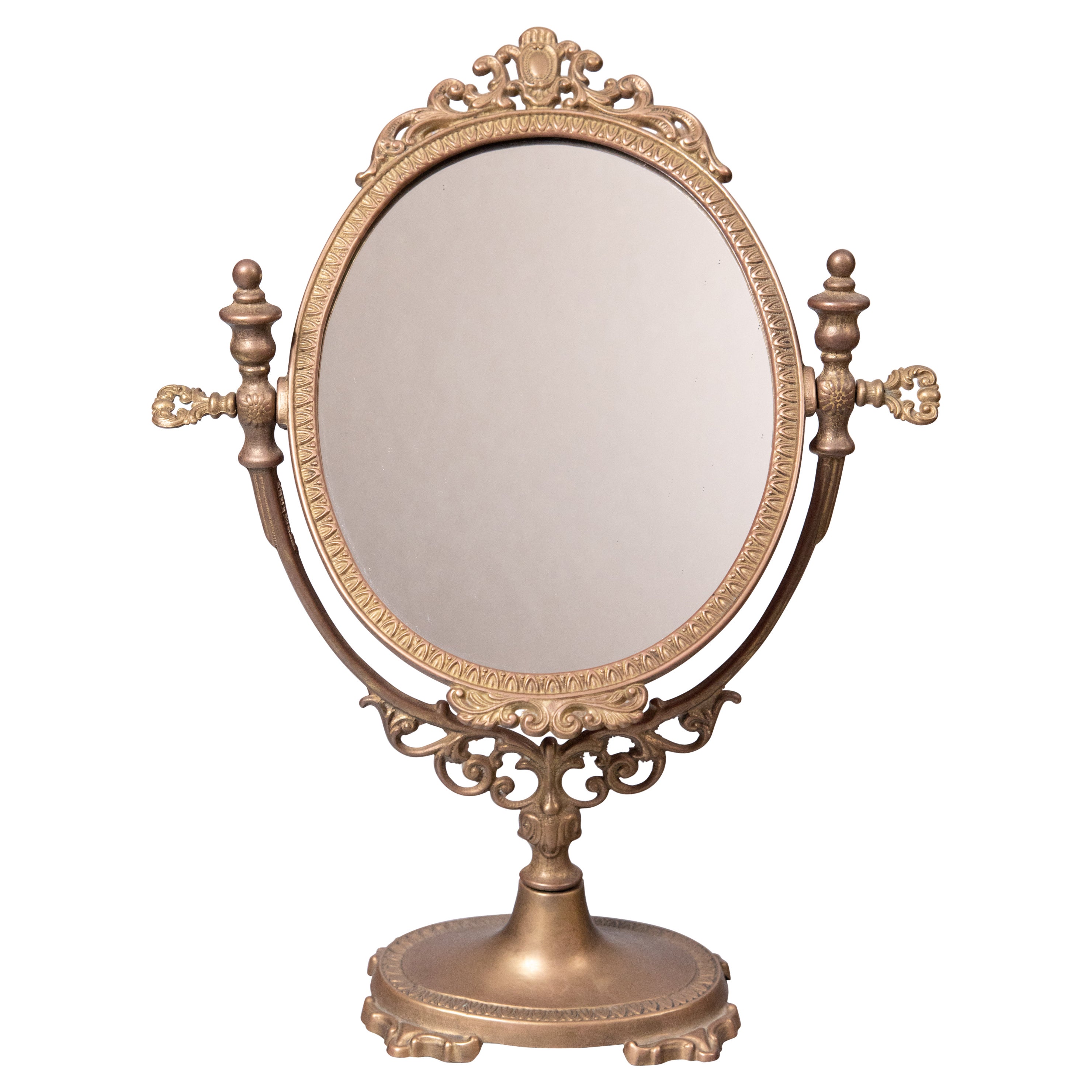 Mid-Century Italian Brass Vanity Table Dresser Mirror