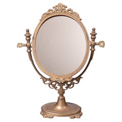 Retro Mid-Century Italian Brass Vanity Table Dresser Mirror