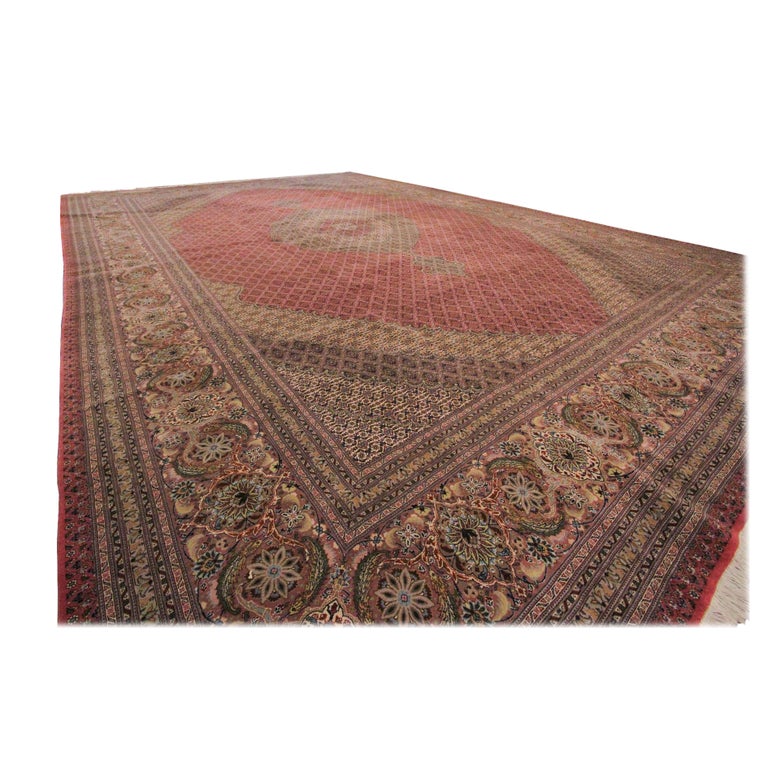 Silk Tabriz Rug Wool Silk Handmade Tabriz Persian Tabriz Rug High KPSI