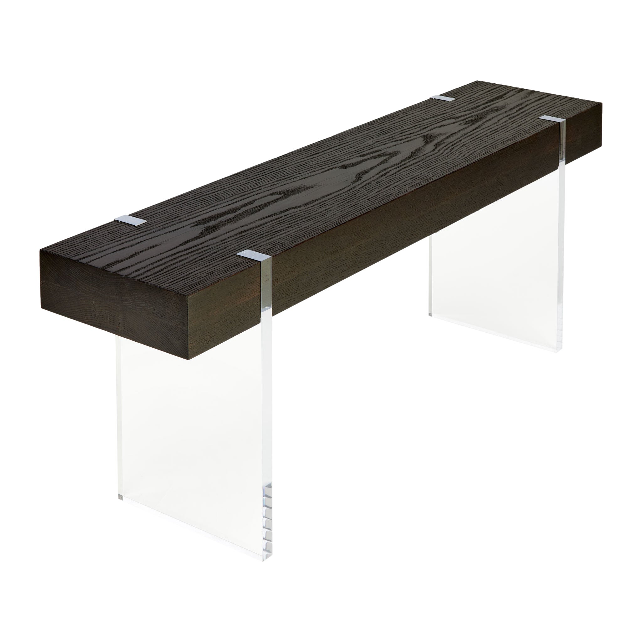 Tillikum Acrylic & Torched Oak Bench by Autonomous Furniture For Sale