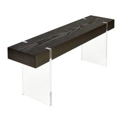 Tillikum Acrylic & Torched Oak Bench by Autonomous Furniture