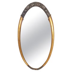 Specchio ovale dorato Art Deco Mirror di Sue et Mare 1925