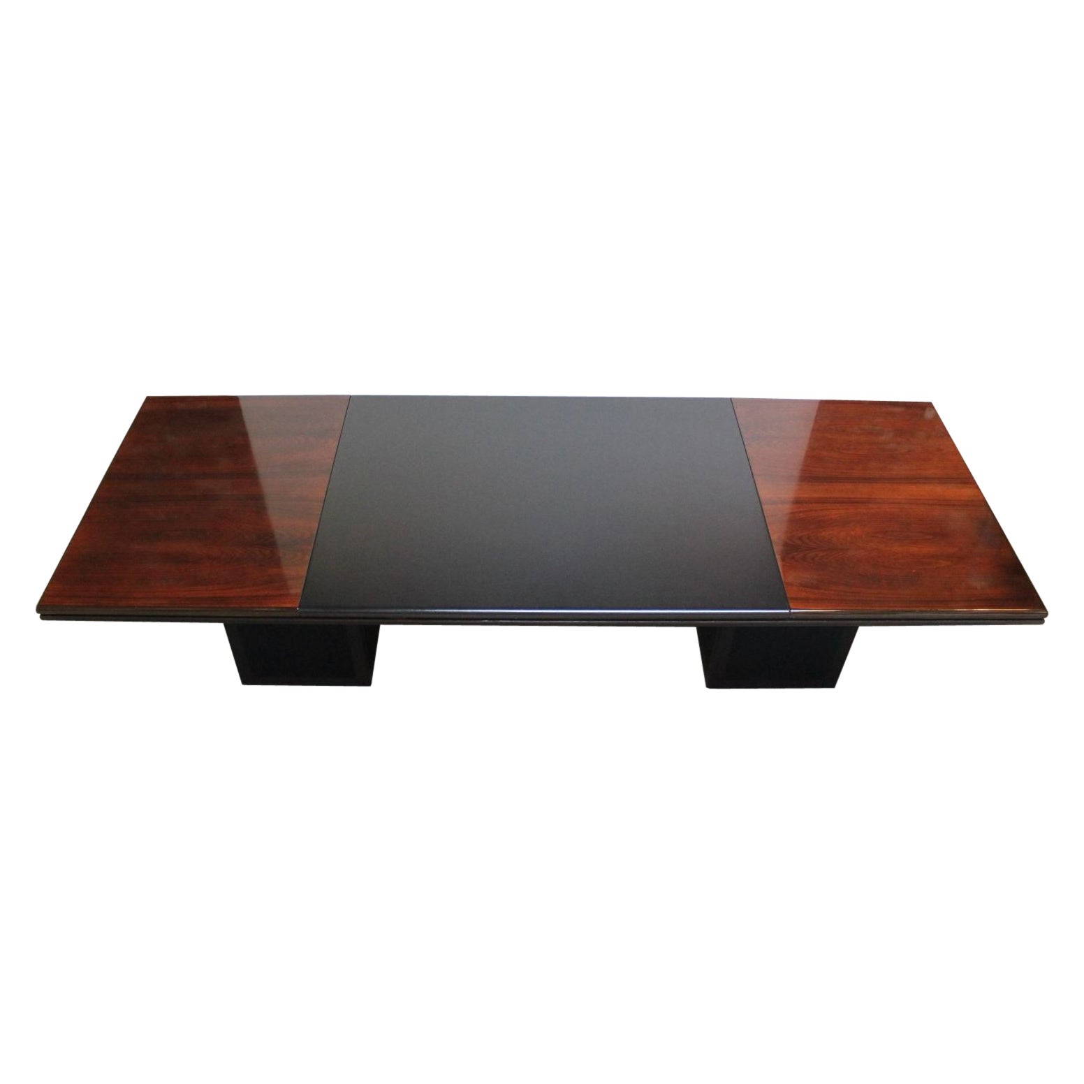 Large Italian Rosewood and Leather Conference Table/Desk By Hans Von Klier For Sale
